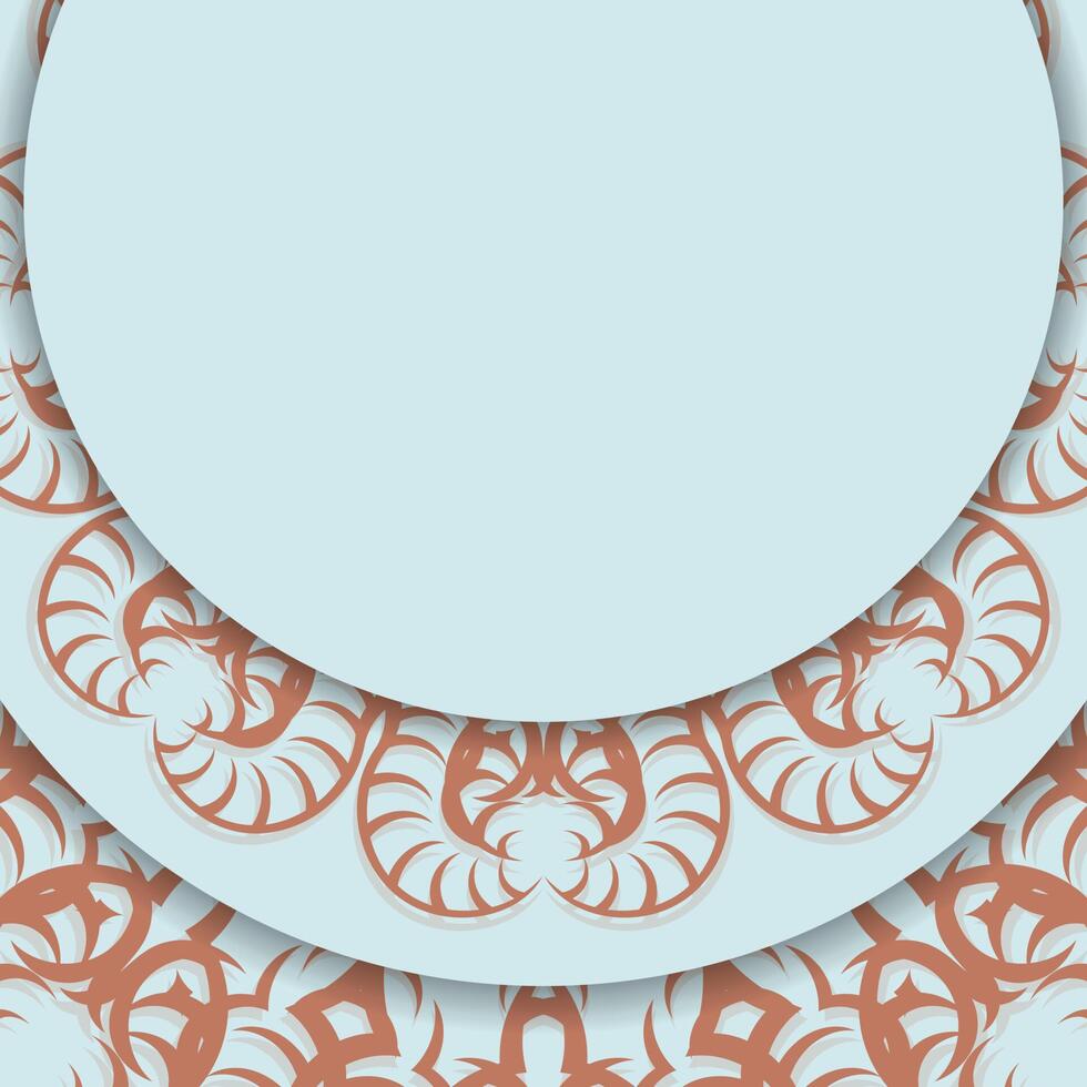 Vintage coral pattern aquamarine card for your design. vector