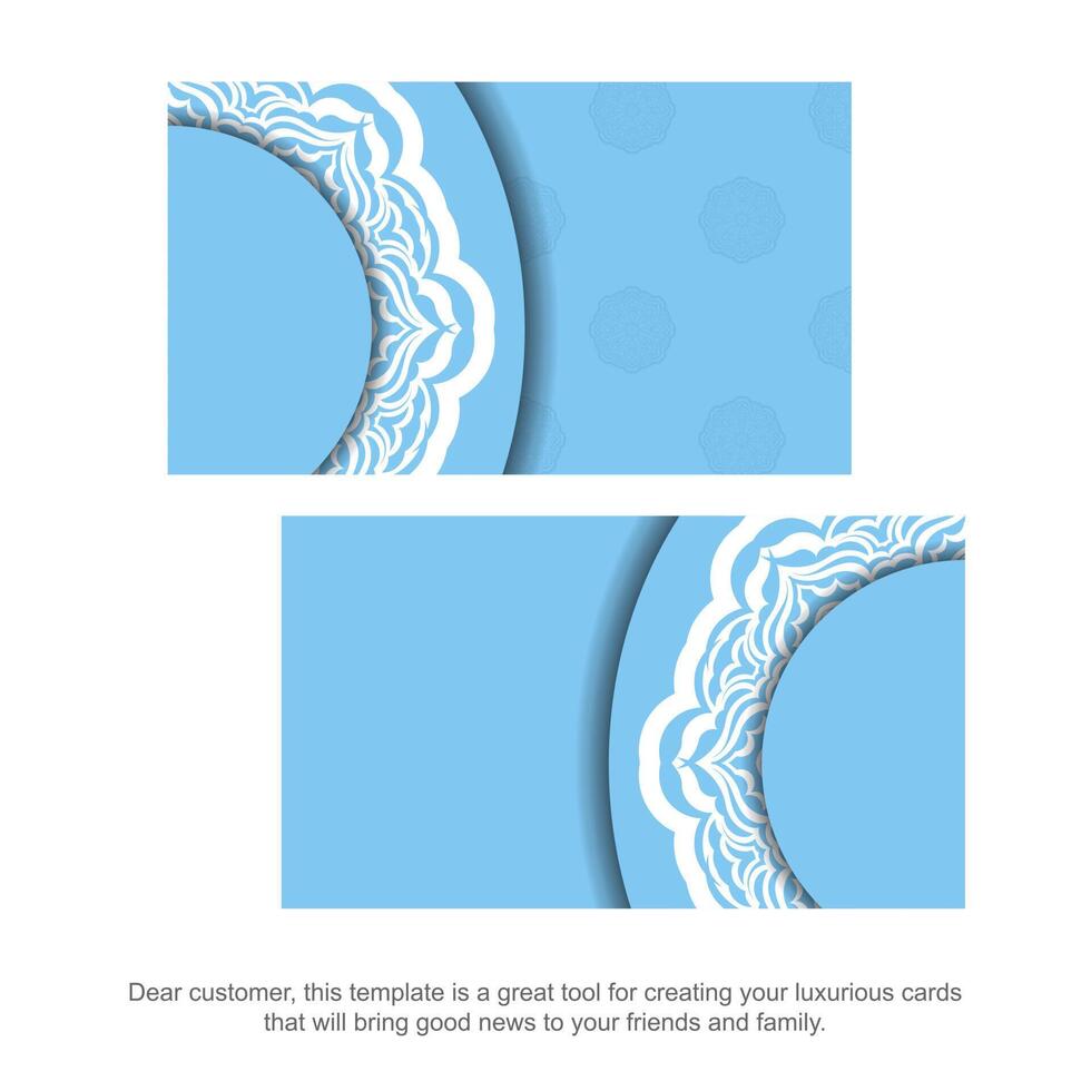 A blue and white business card with a circular design vector