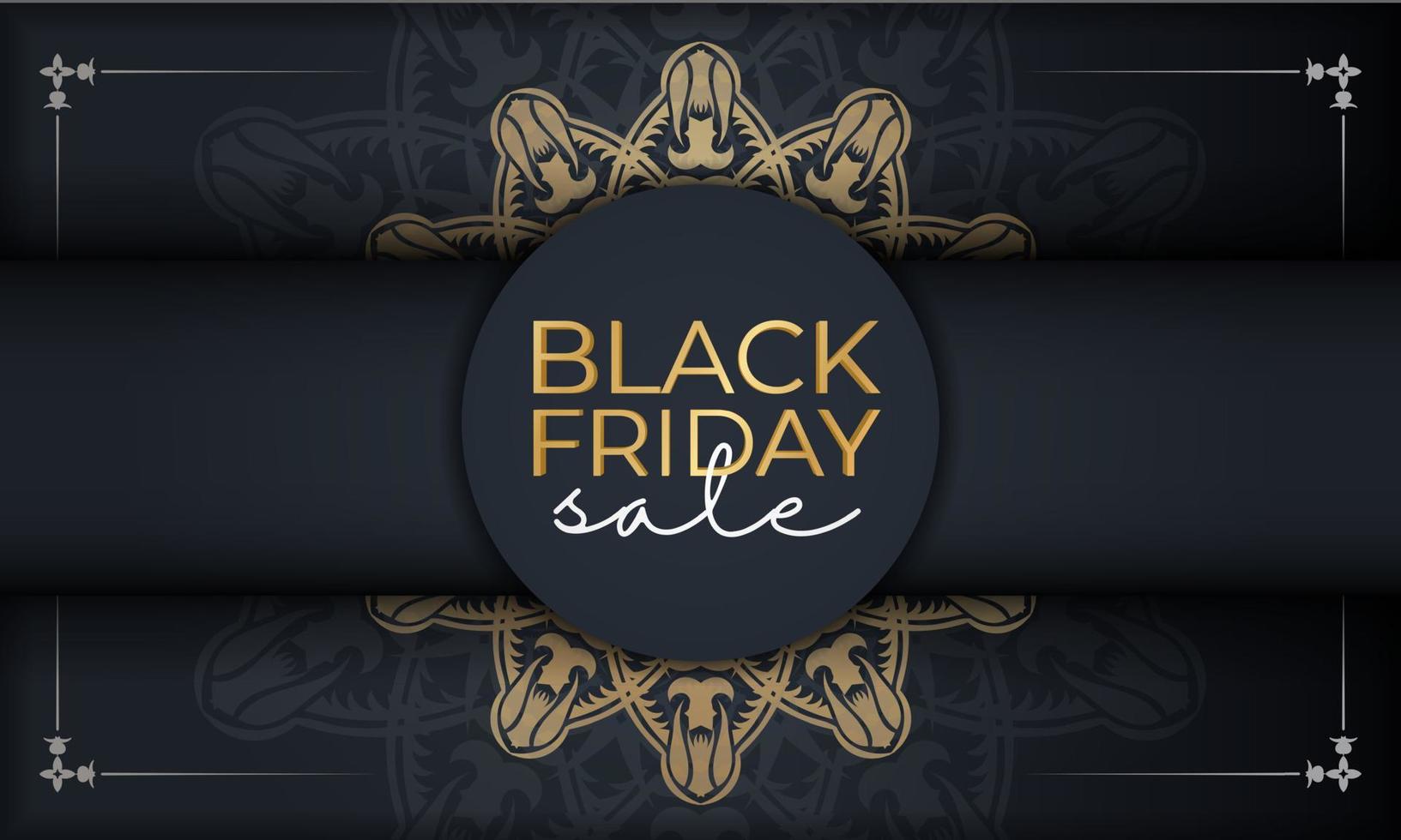 cartel de venta de viernes negro venta azul oscuro con lujoso patrón dorado vector