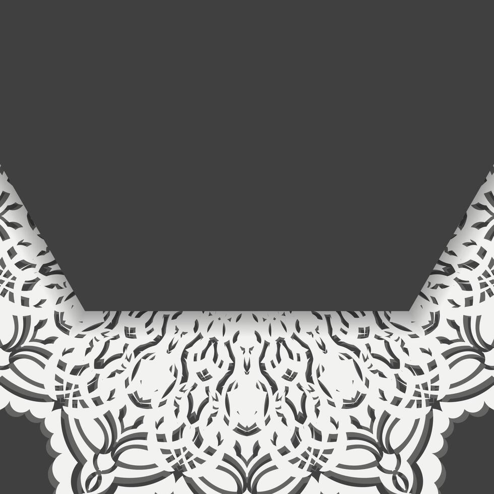 This brochure is printed in black with a vintage white pattern. vector