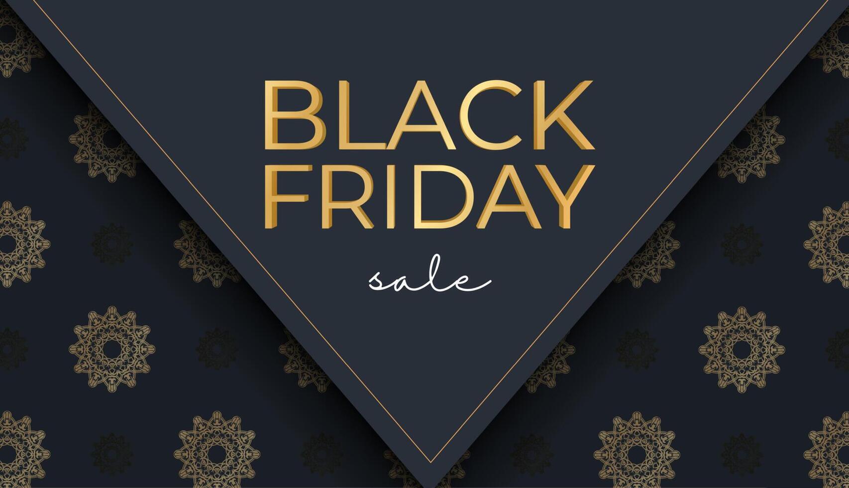 Poster for black friday dark blue with a luxurious gold pattern vector