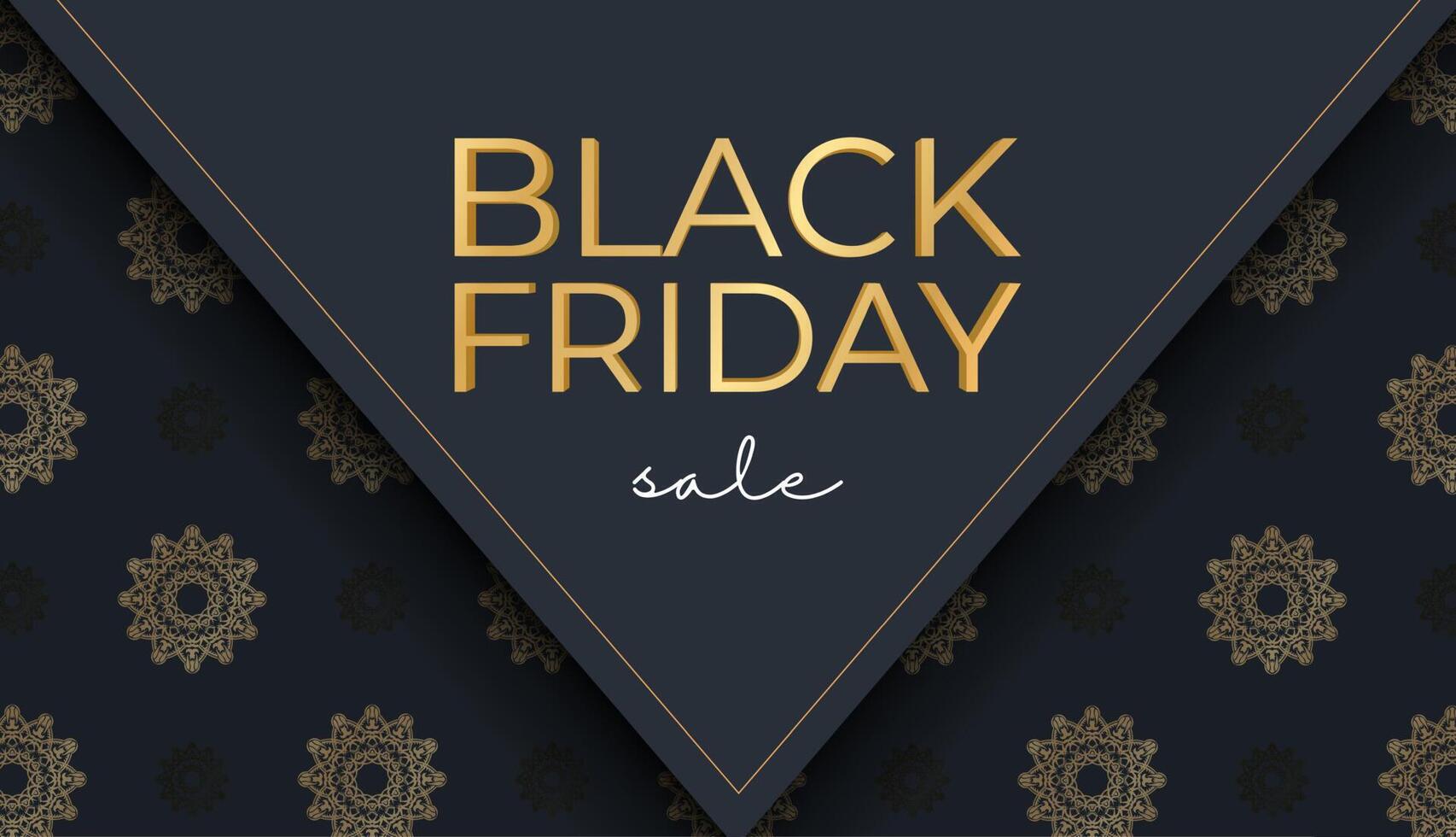 Poster for black friday dark blue with a luxurious gold pattern 