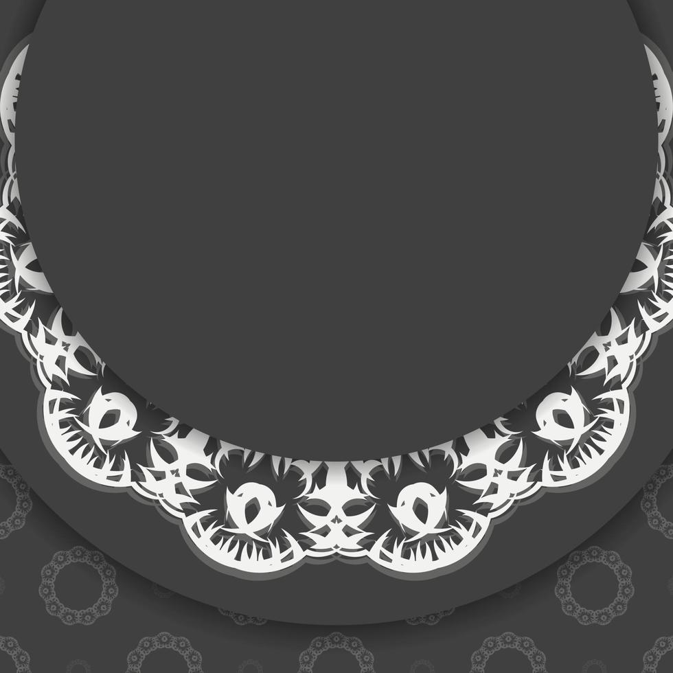 folleto negro con adorno blanco mandala para su diseño. vector