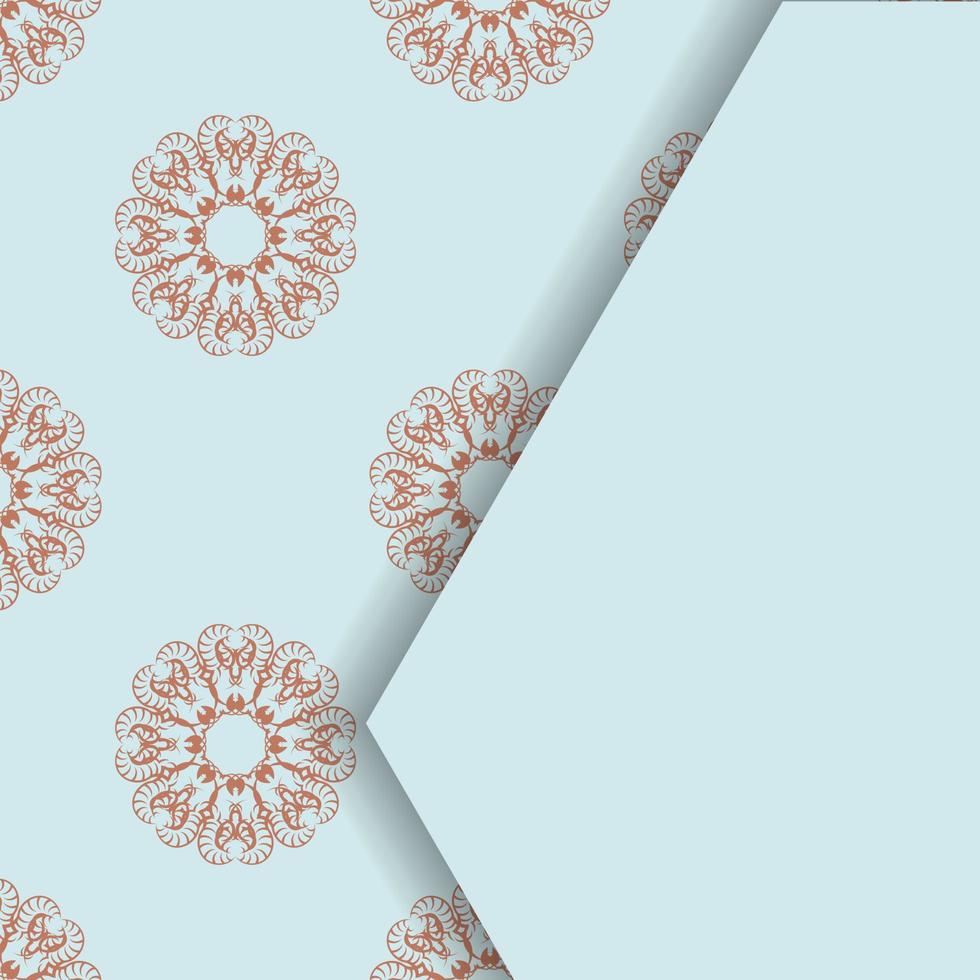An aquamarine postcard with an antique coral pattern is ready for typography. vector