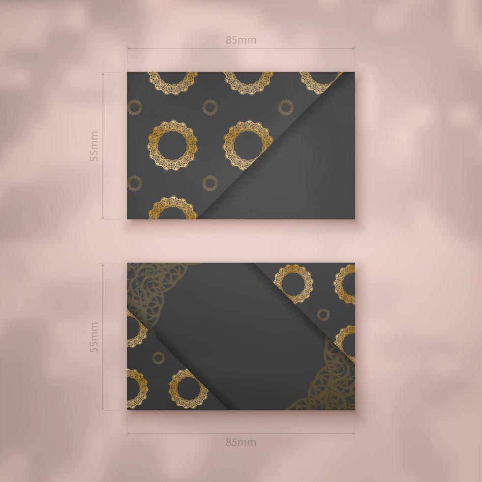 Presentable business card in black with antique gold ornaments for your personality. vector