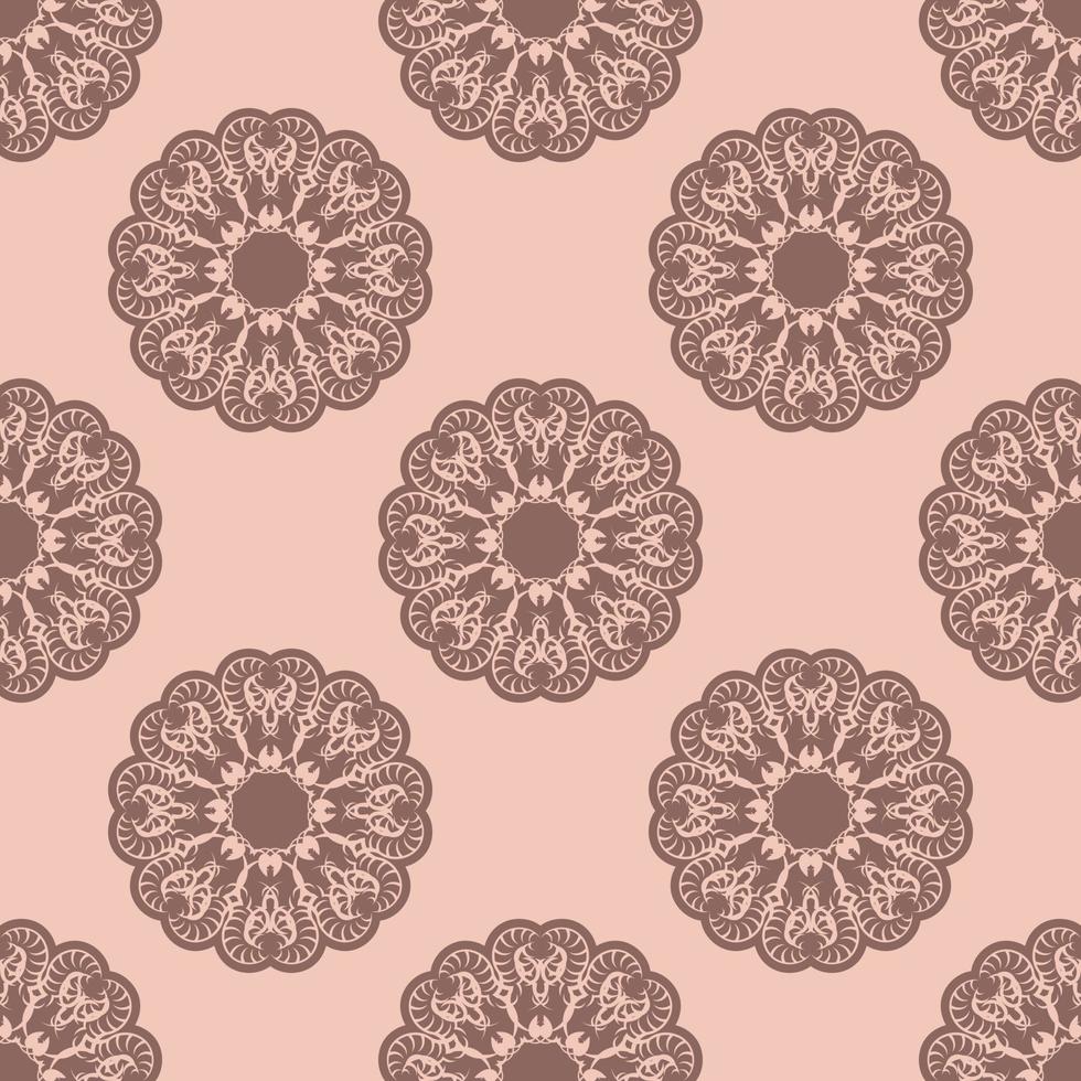 Seamless pink pattern with vintage ornament. vector