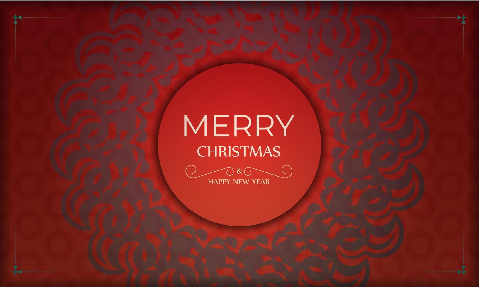 tarjeta de felicitación de plantilla feliz navidad color rojo con patrón burdeos de invierno vector