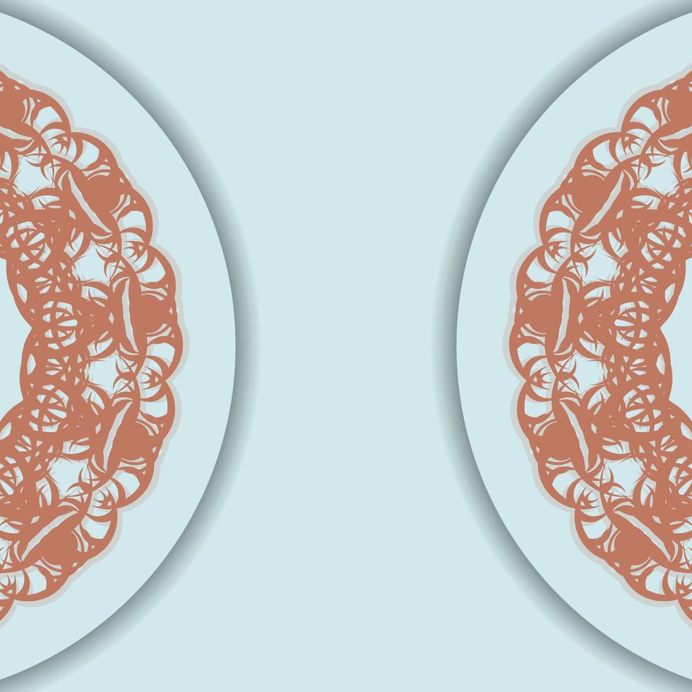 Aquamarine flyer with vintage coral pattern is ready for print. vector