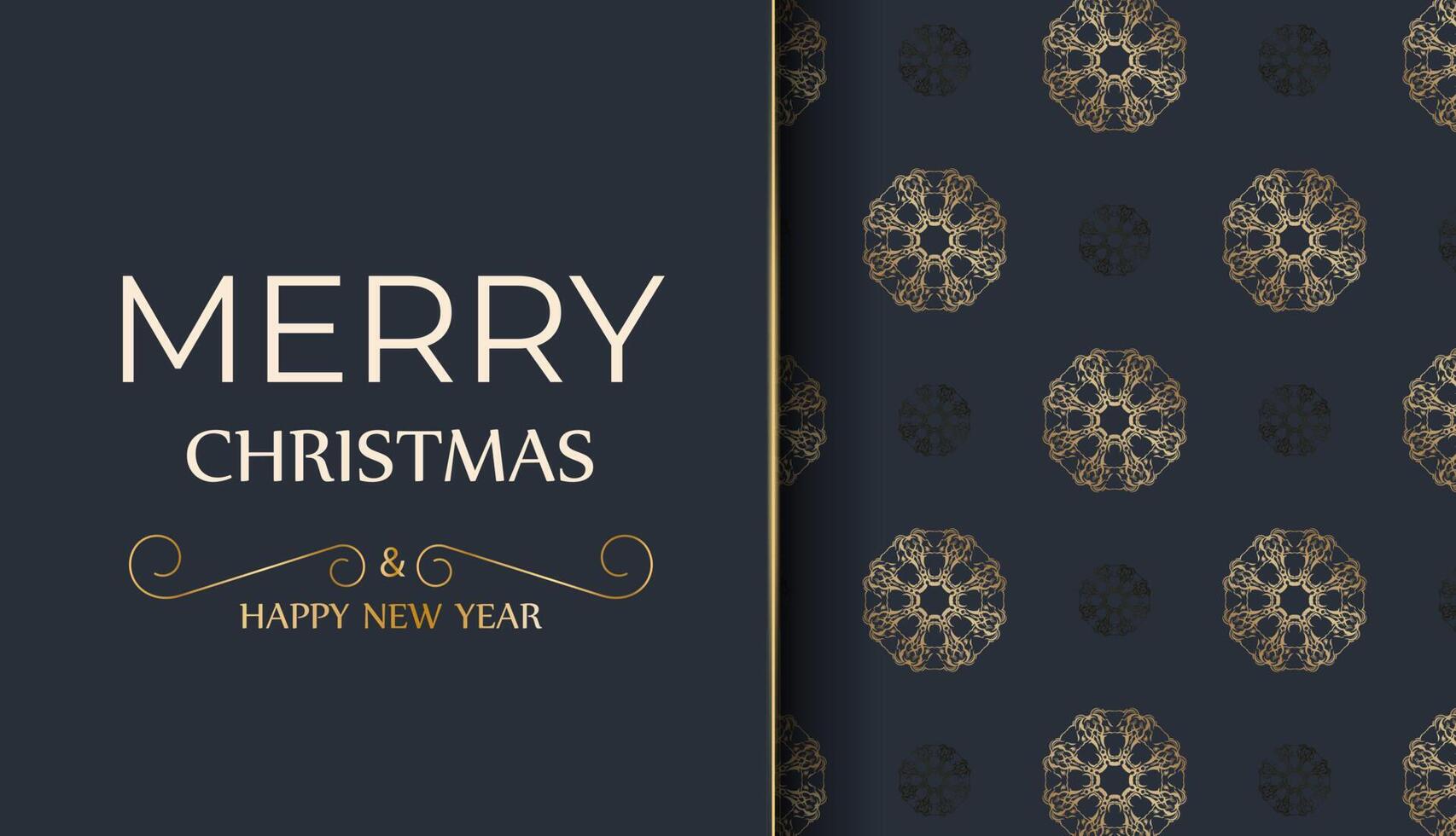 Christmas card with gold and black pattern vector