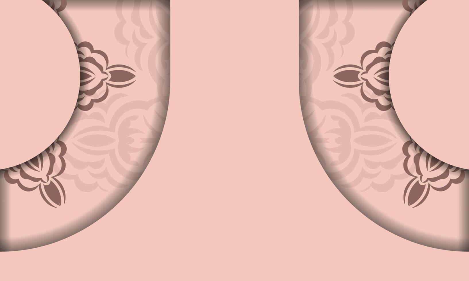 A pair of pink and brown lace curtains with a floral pattern vector
