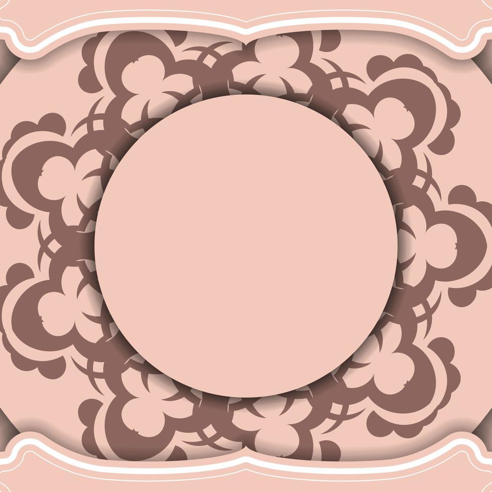 Pink brochure with Greek ornaments for your congratulations. vector