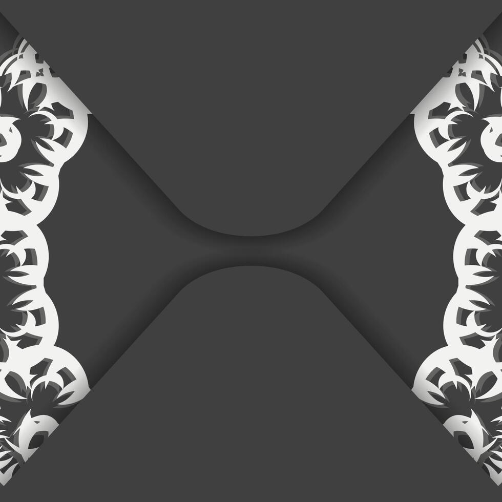 Black color brochure with abstract white pattern for your congratulations. vector
