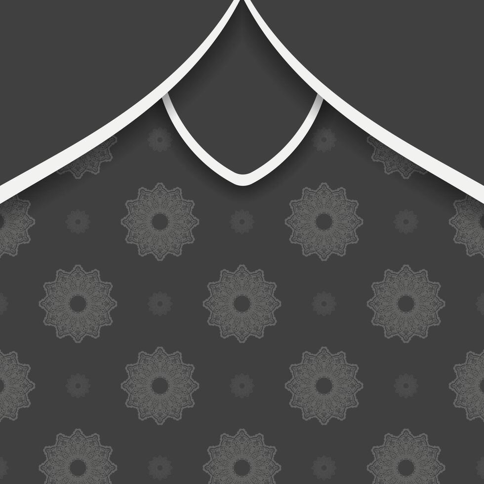 Black postcard with Greek white ornaments ready for printing. vector