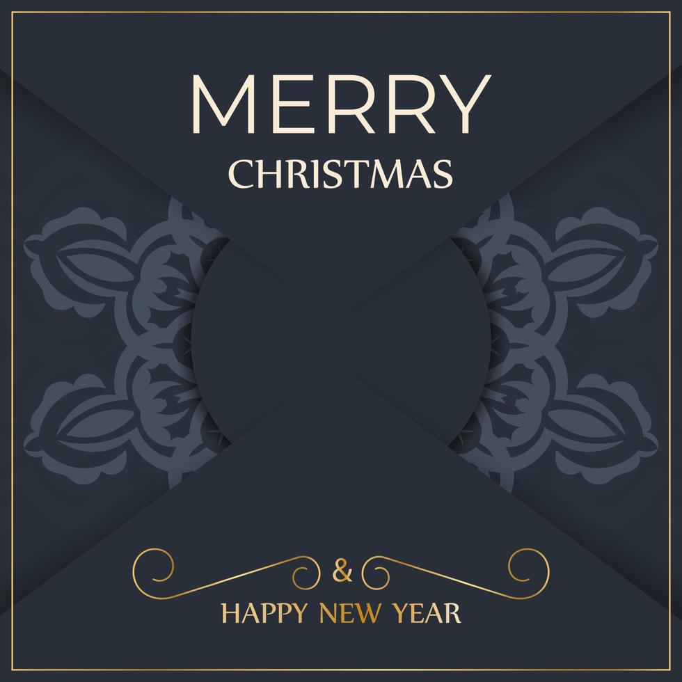 Flyer merry christmas dark blue color with abstract blue pattern vector