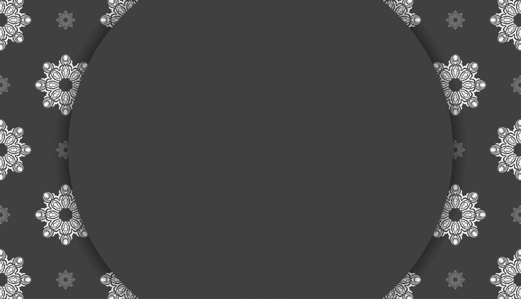 Baner of black color with a mandala with a white pattern and a place under the logo vector