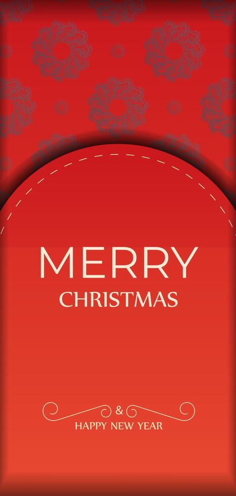 Red color merry christmas flyer with winter burgundy pattern vector