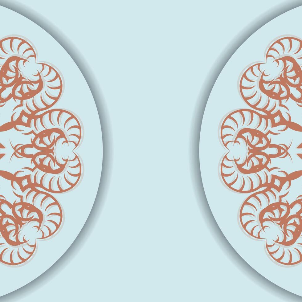 This aquamarine card with a coral mandala is ready for printing. vector