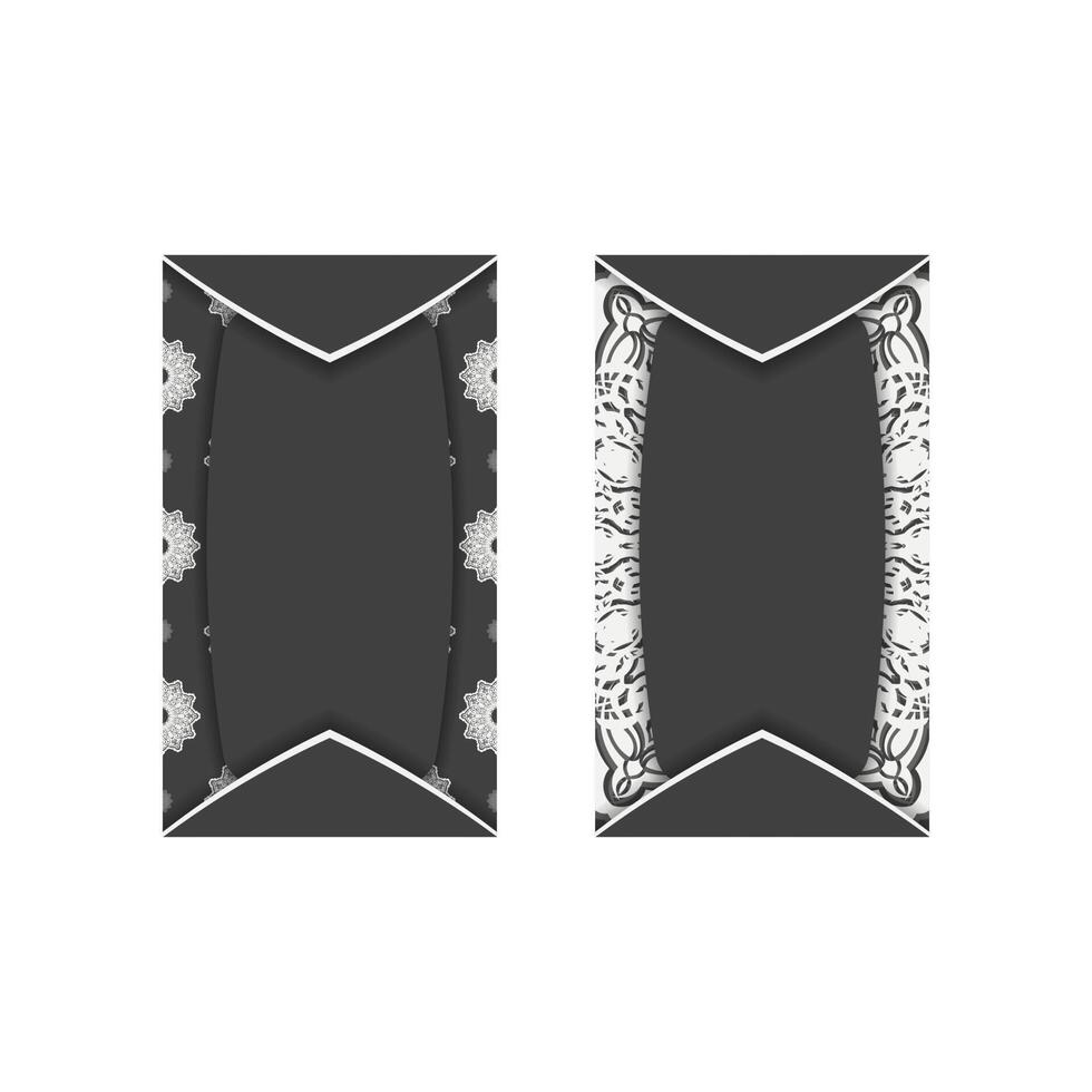 Black business card with Indian white pattern for your brand. vector
