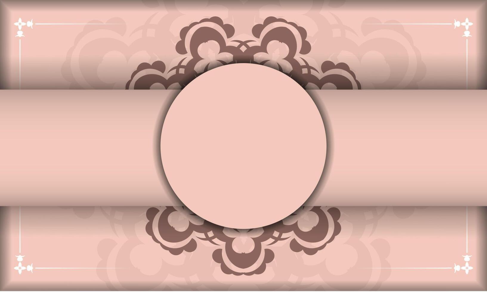 A pink background with a circular frame and a brown border vector