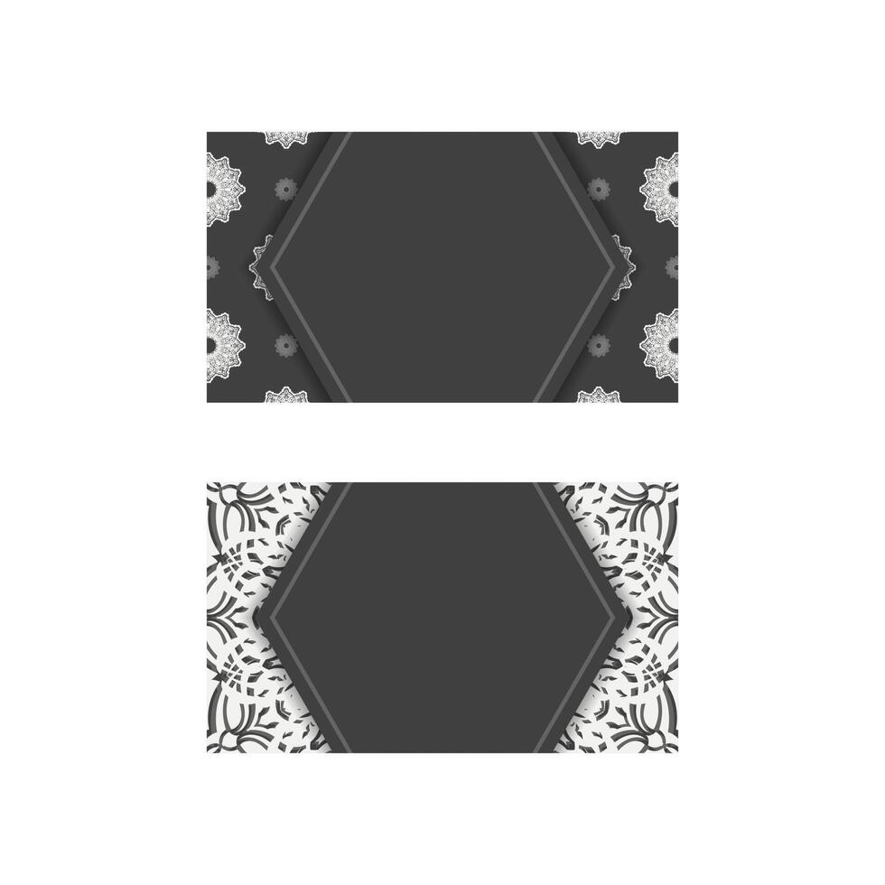 Black business card with vintage white pattern for your business. vector