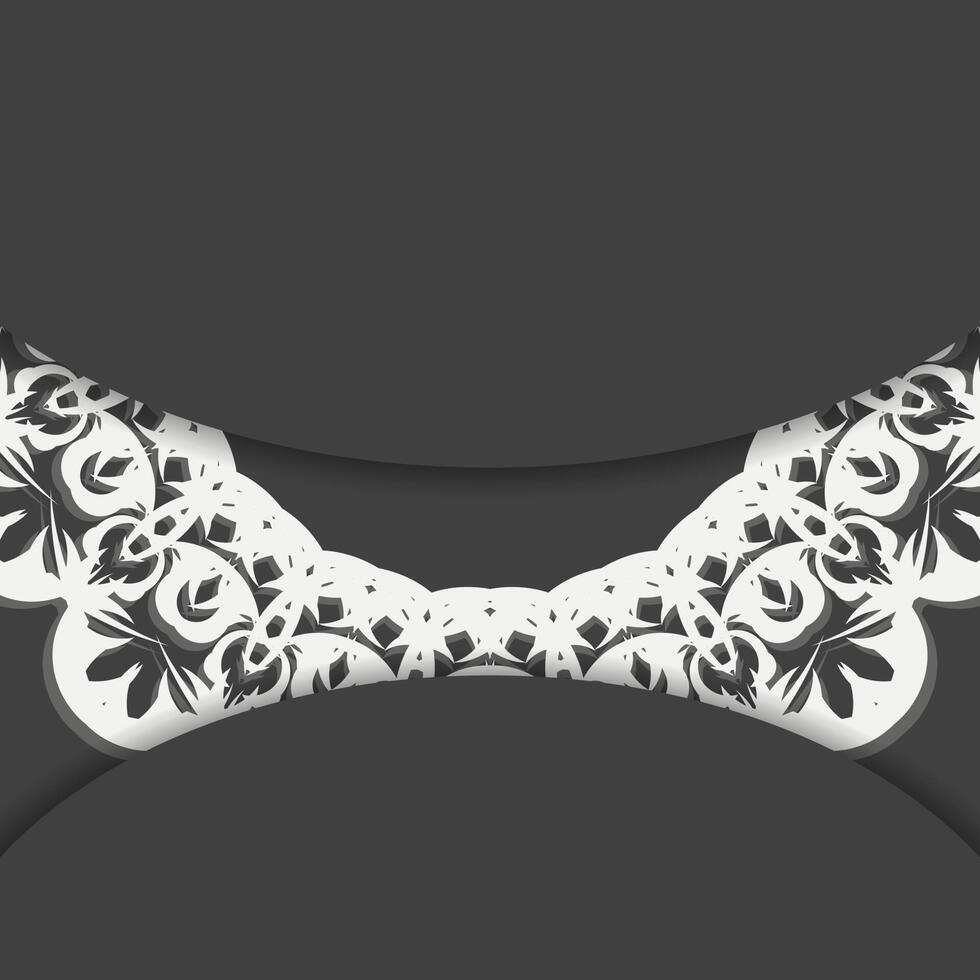 Postcard in black with a luxurious white pattern for your congratulations. vector
