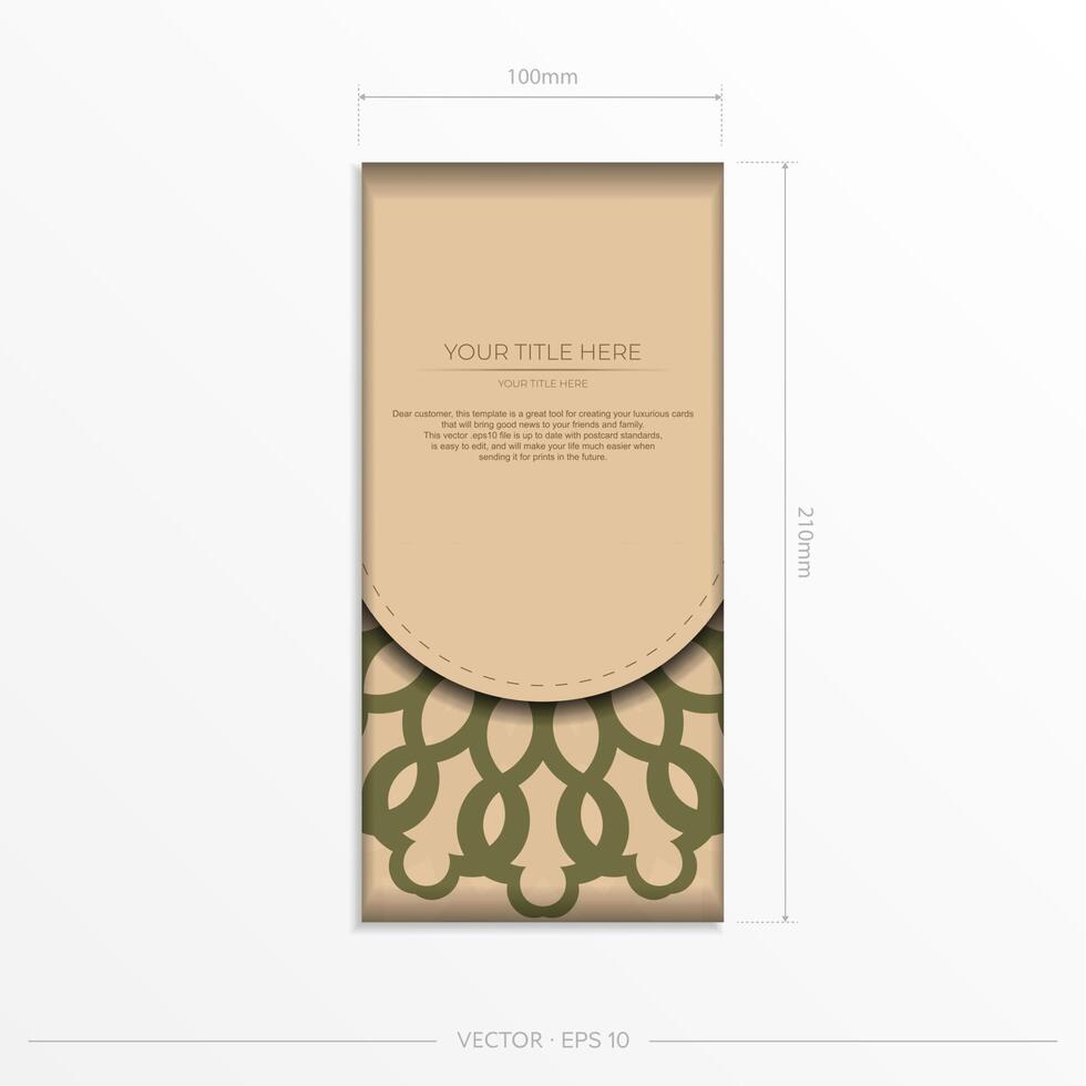 Vector Beige color greeting card design with mandala patterns. Invitation card design with space for your text and abstract ornament.