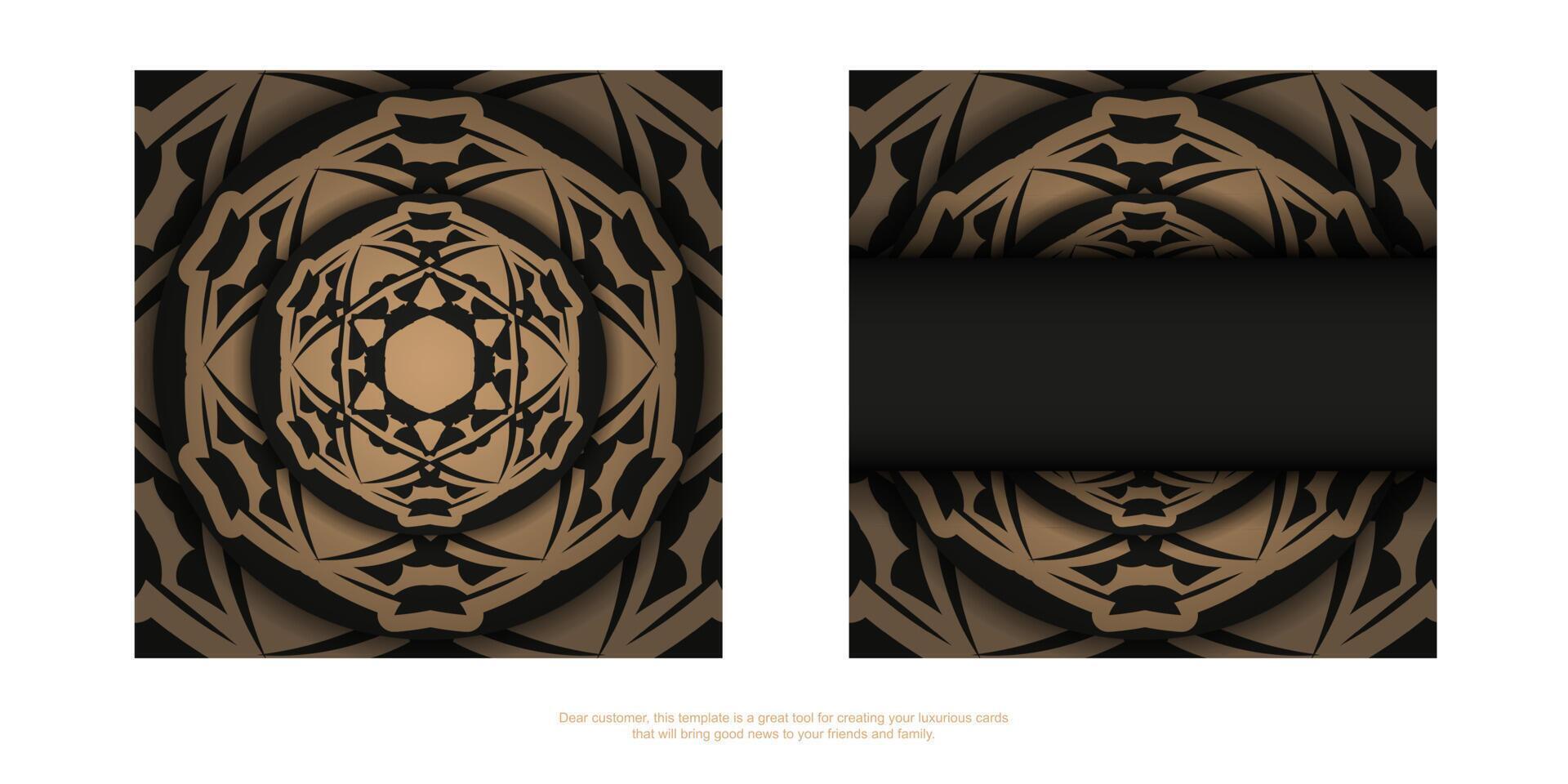 Dark color brochure with orange abstract ornament vector