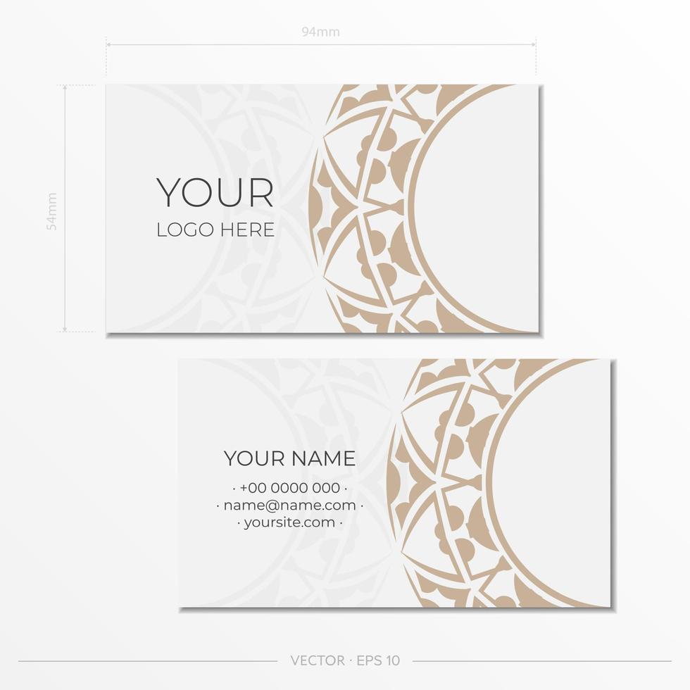 Template for print design business cards of white color with patterns. Preparing a business card with a place for your text and an abstract ornament. vector