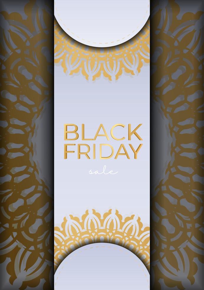 Black Friday Sale Poster Template Beige with Greek Pattern vector