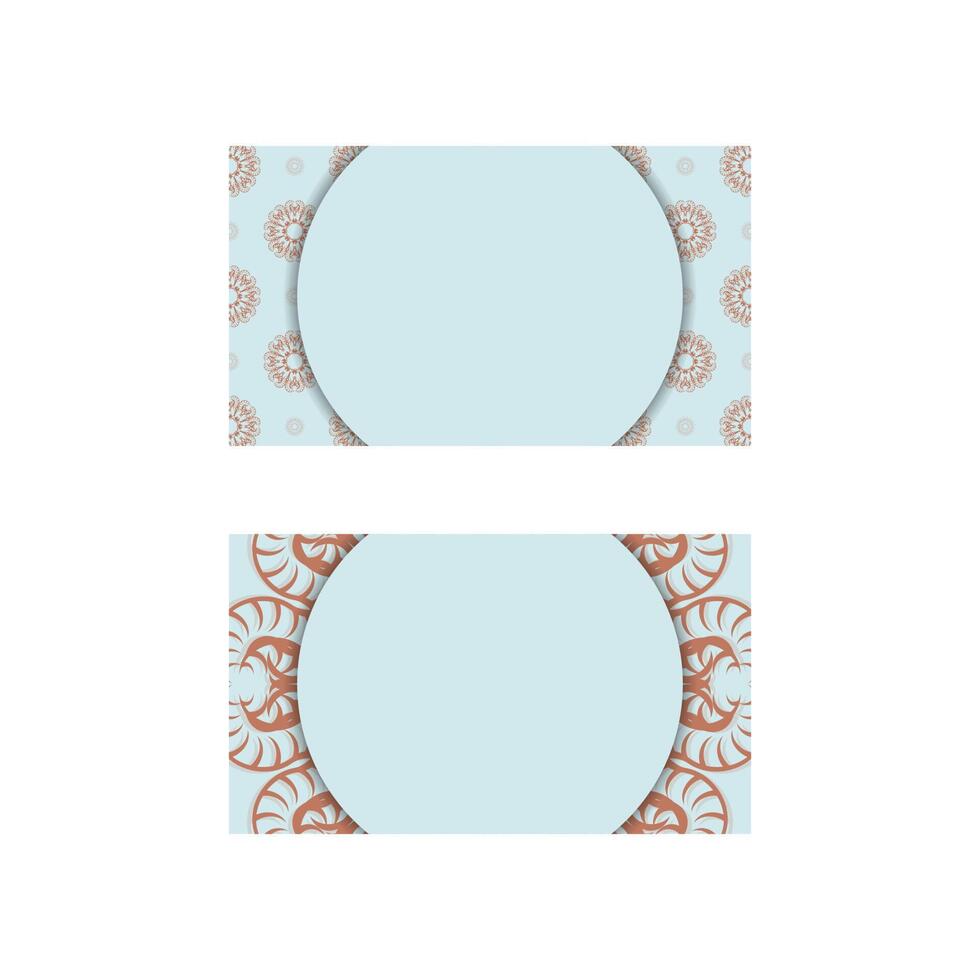 Abstract coral pattern aquamarine business card for your contacts. vector