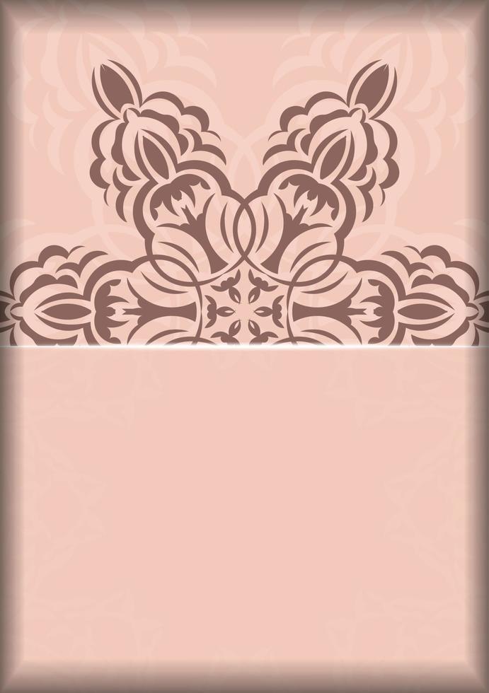 Pink postcard with an abstract ornament for your congratulations. vector