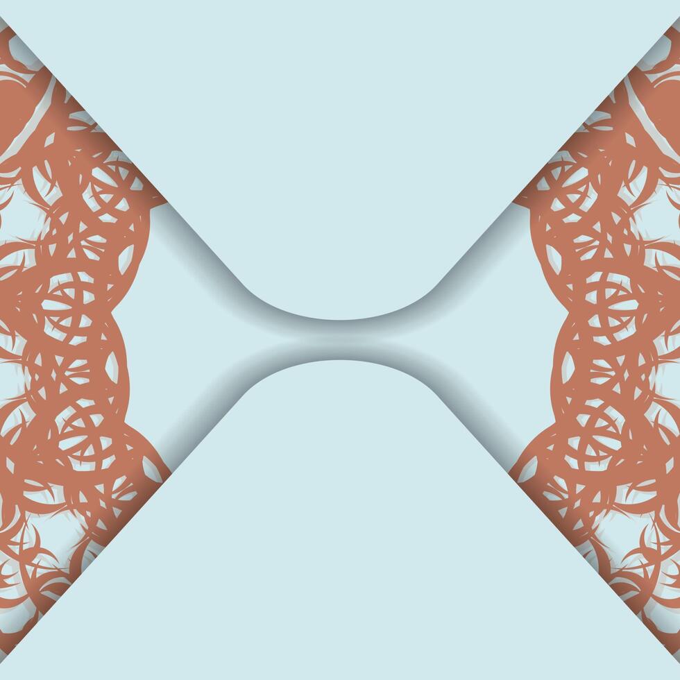 Flyer in aquamarine color with luxury coral ornament for your design. vector