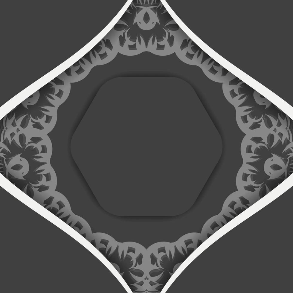 folleto en negro con patrón de mandala en blanco para su diseño. vector