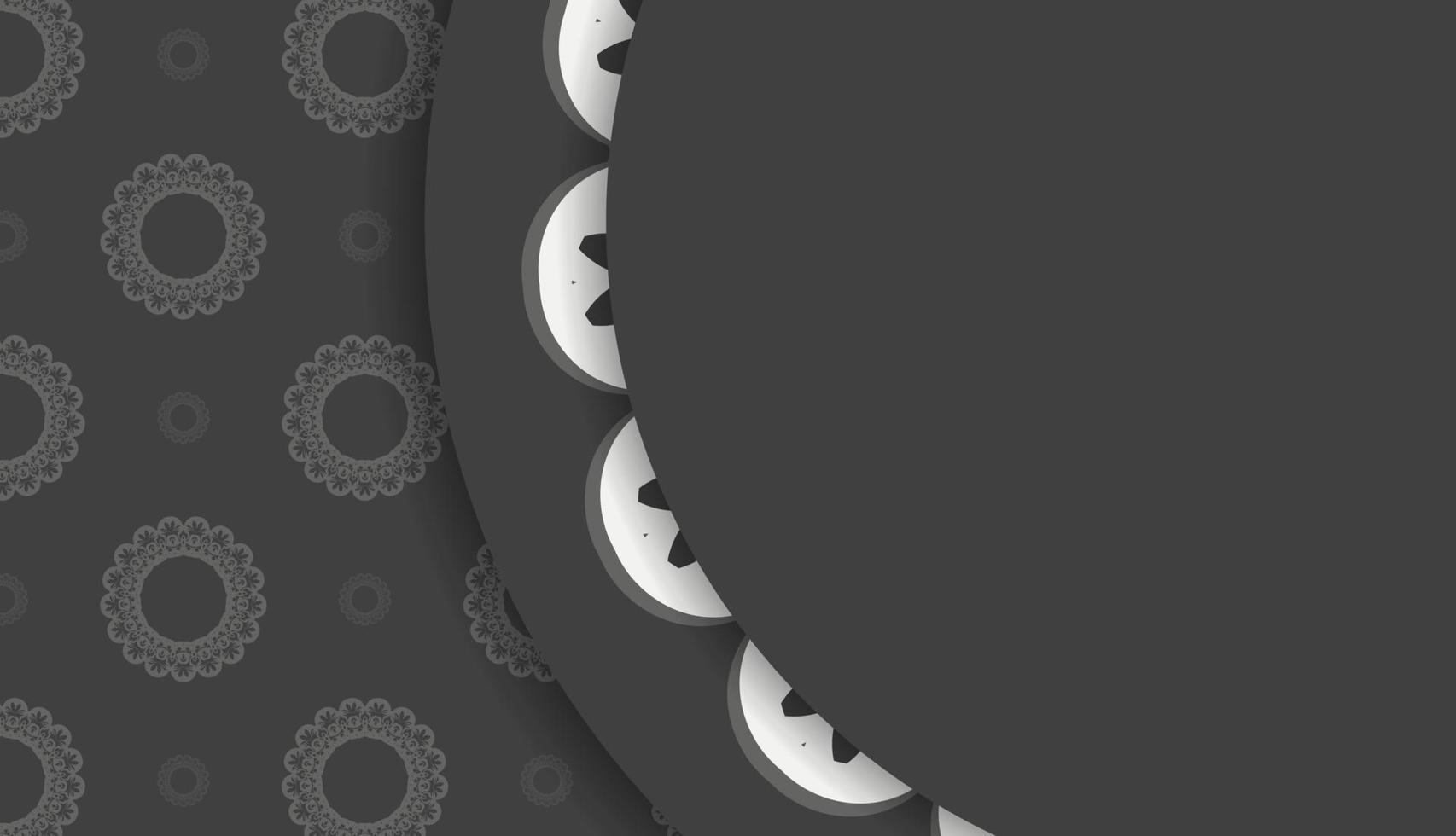 Baner of black color with mandala white pattern for design under your logo or text vector