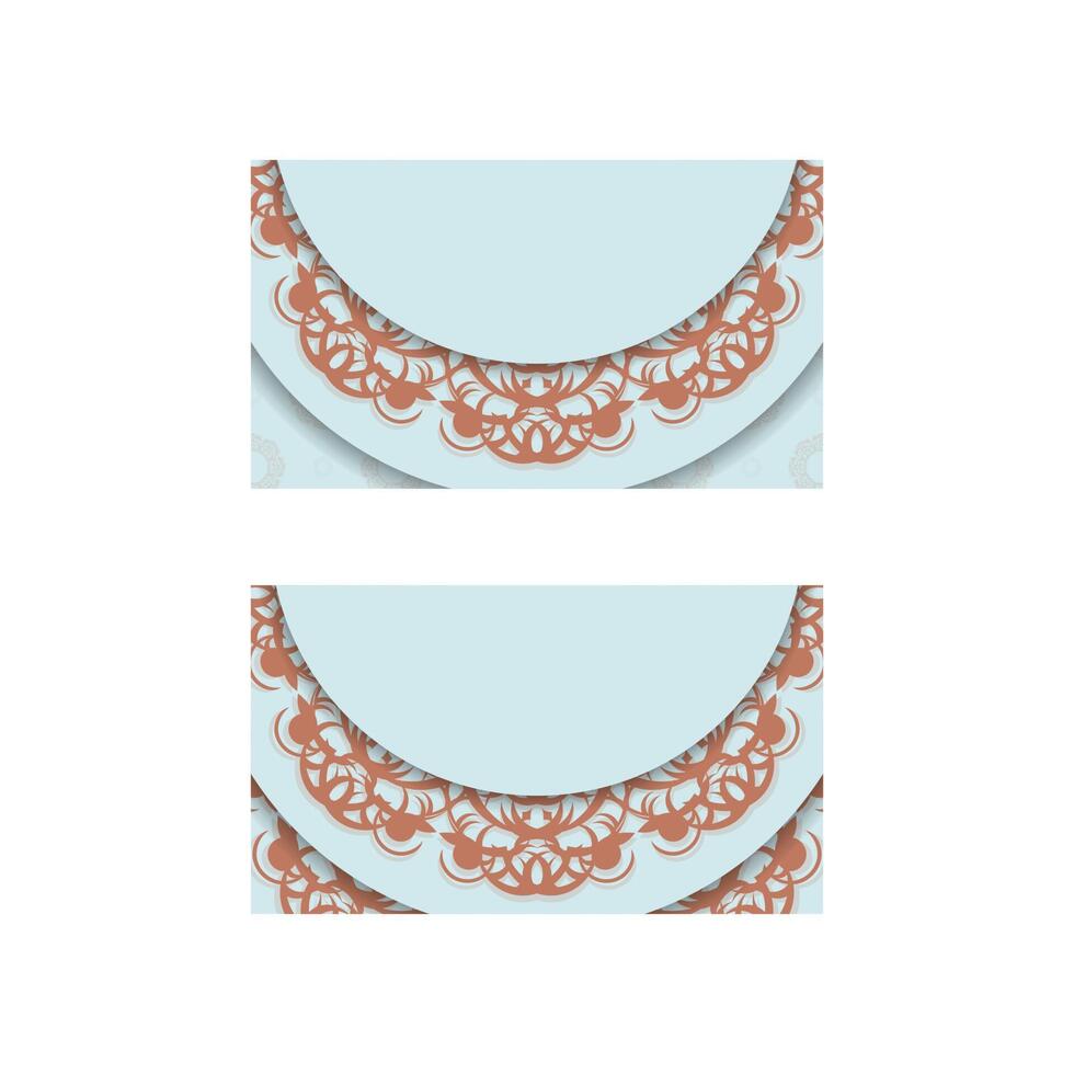 An aquamarine business card with a luxurious coral pattern for your contacts. vector