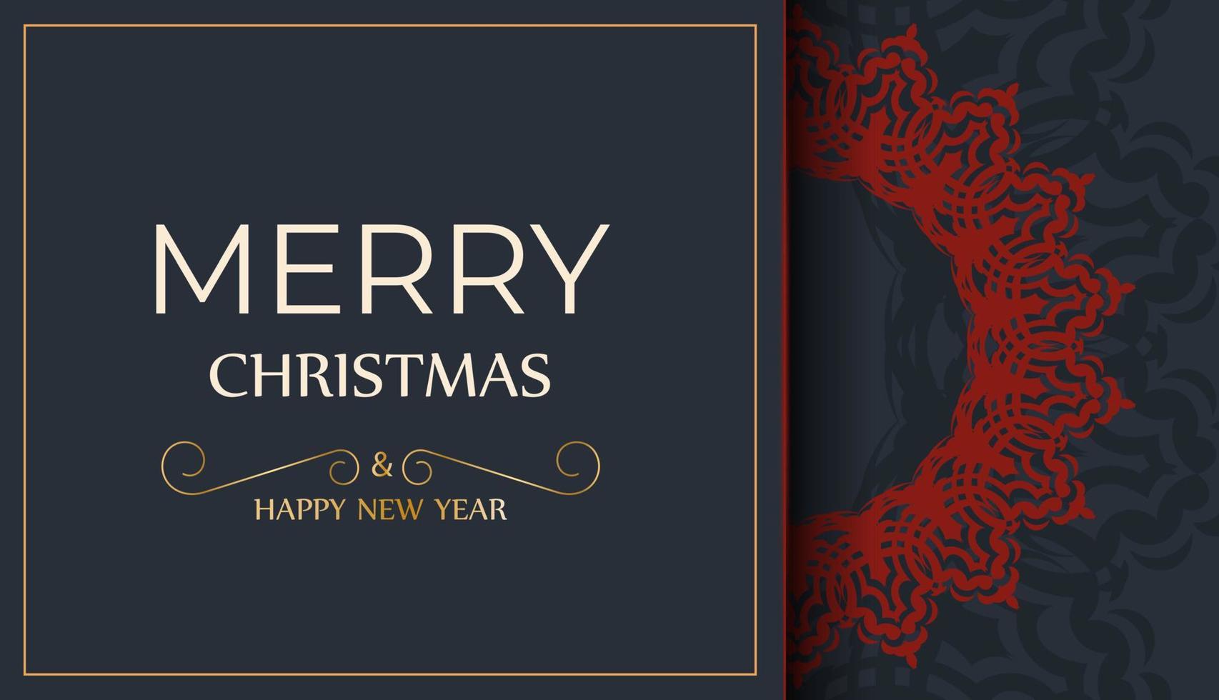 diseño de tarjeta de felicitación de vector de feliz navidad en color gris con patrones de invierno. cartel de diseño feliz año nuevo y adorno rojo.