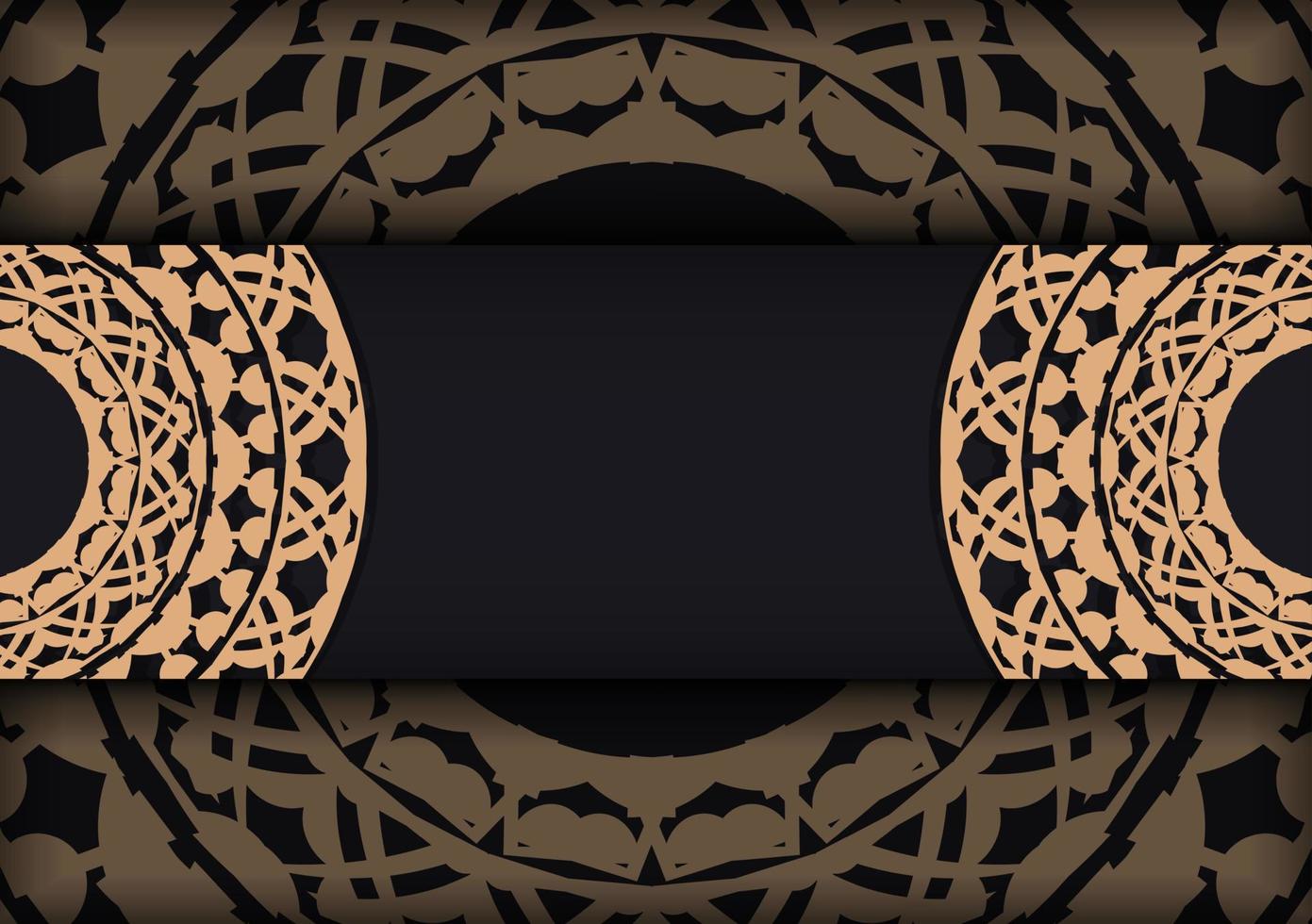 Black postcard with brown greek pattern vector