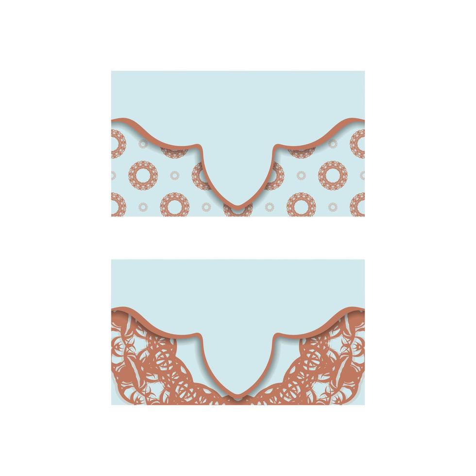Business card in aquamarine color with luxurious coral pattern for your personality. vector