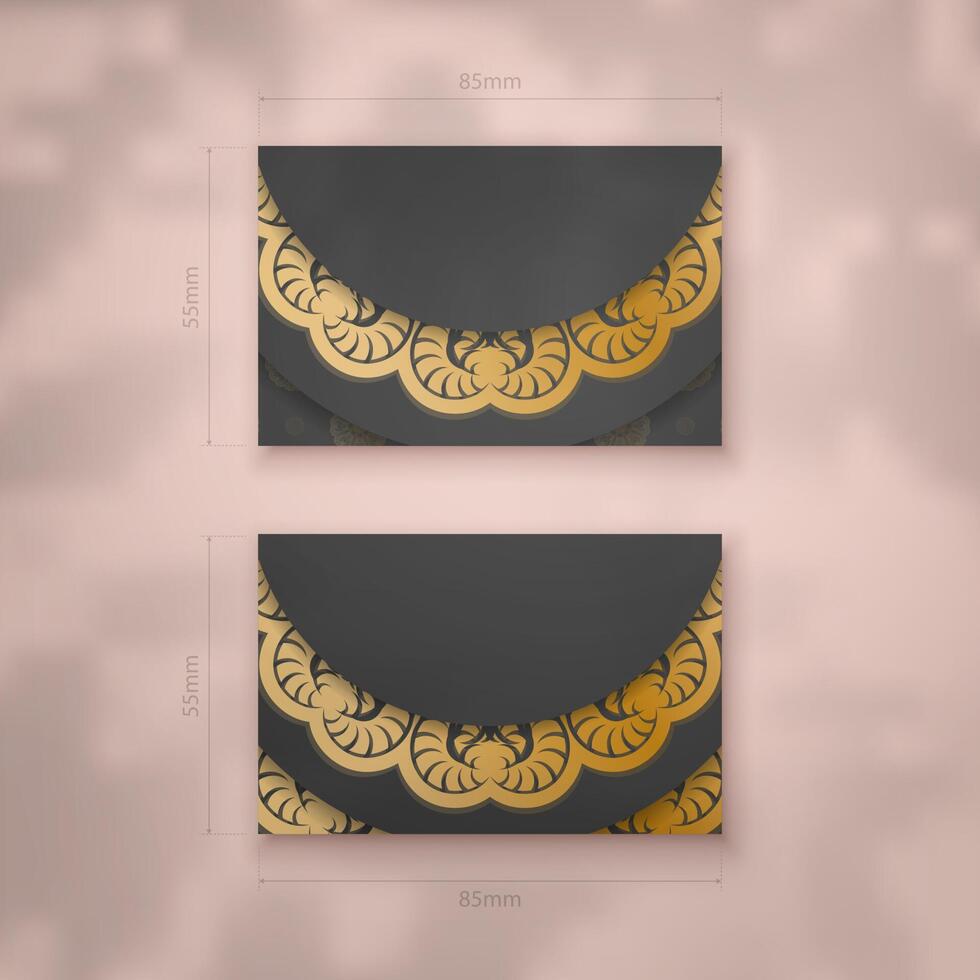 Business card template in black with luxurious gold ornaments for your personality. vector