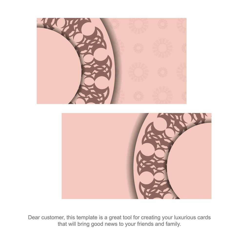 Congratulatory leaflet pink with Indian pattern for your congratulations. vector