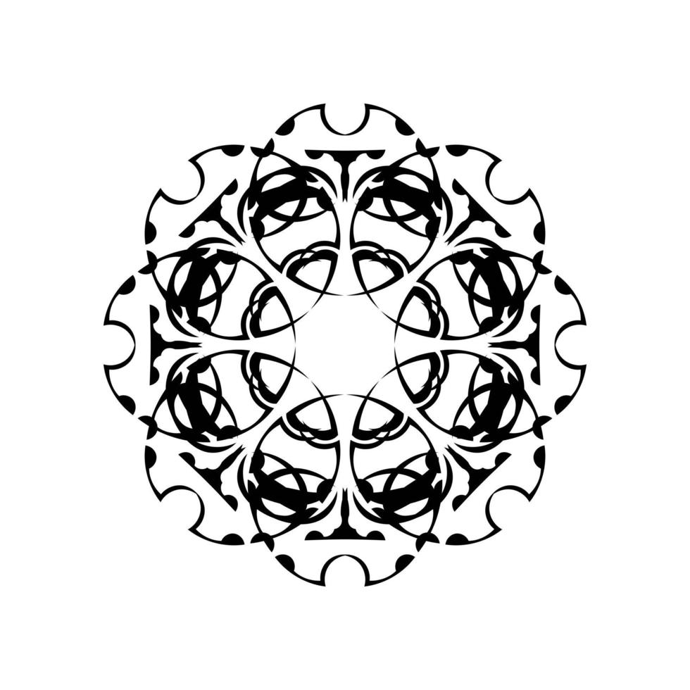 mándala redonda. patrón oriental en blanco y negro. motivo étnico. colorante. plantilla de tatuaje, adorno de henna. vector psicodélico.