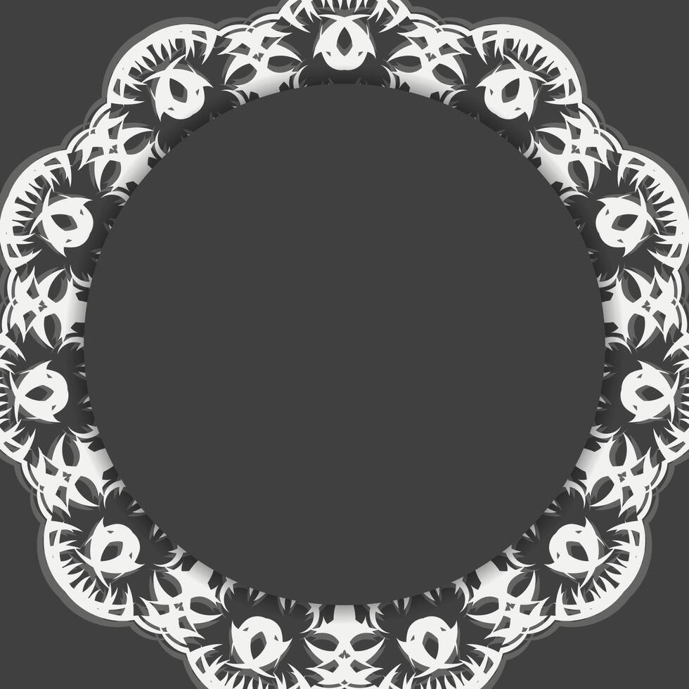 folleto en negro con ornamentación blanca vintage preparado para tipografía. vector