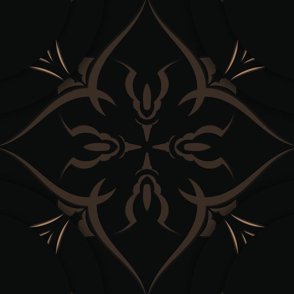 Greeting Brochure in black with vintage brown pattern for your design. vector