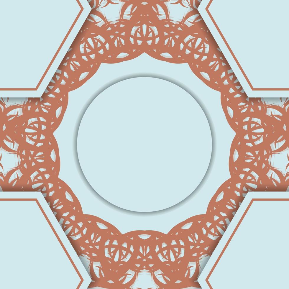 Brochure in aquamarine color with Greek coral pattern prepared for typography. vector