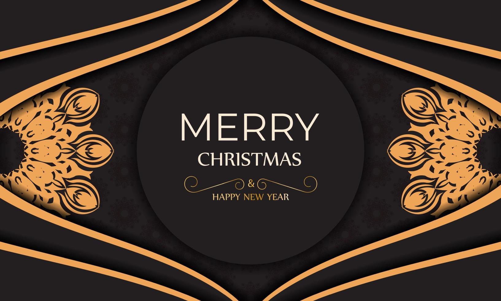 Design background with with orange winter patterns. Merry christmas banner template with orange winter ornaments in black color. vector