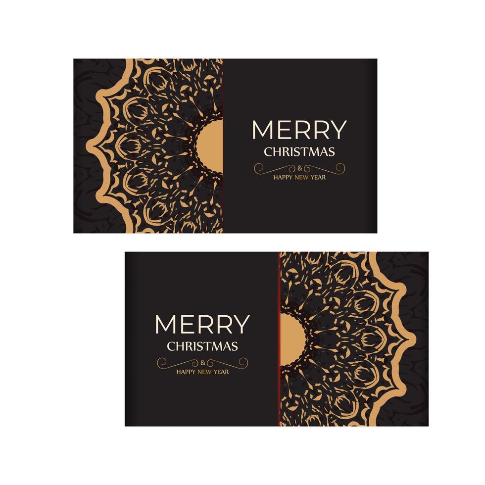 Template Greeting card Happy New Year and Merry Christmas white color with winter pattern. vector