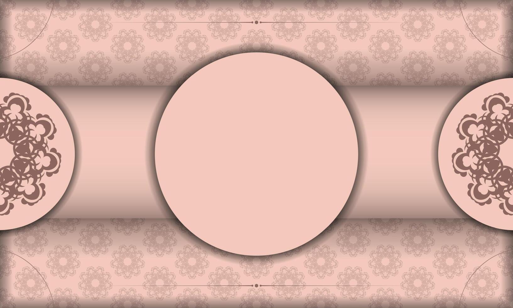 A pink background with a circular frame and a floral pattern vector