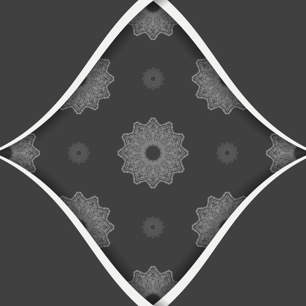 Postcard in black with Indian white pattern for your congratulations. vector