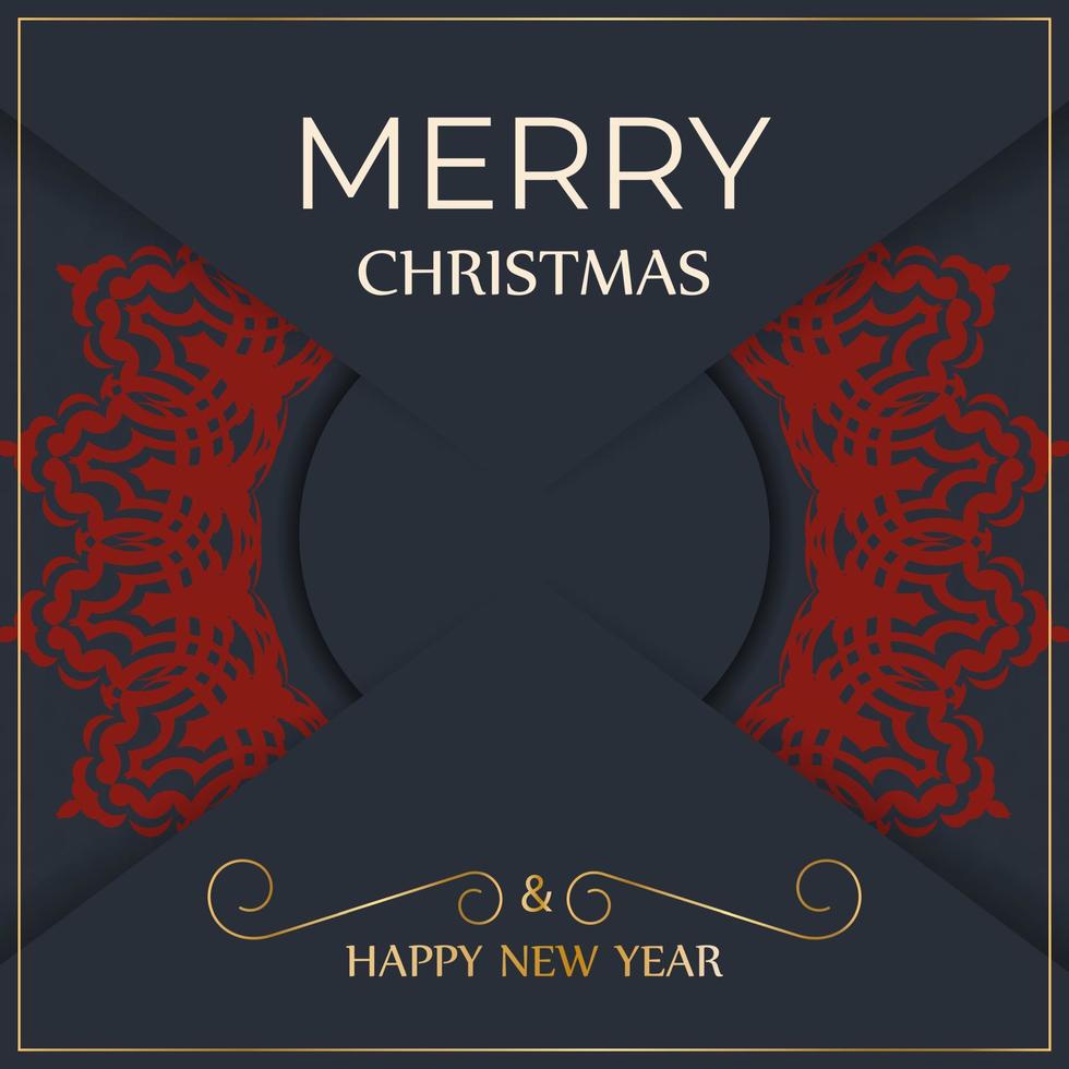 Merry christmas Greyed out greeting card design with winter patterns. Design poster Happy new year and red ornament. vector