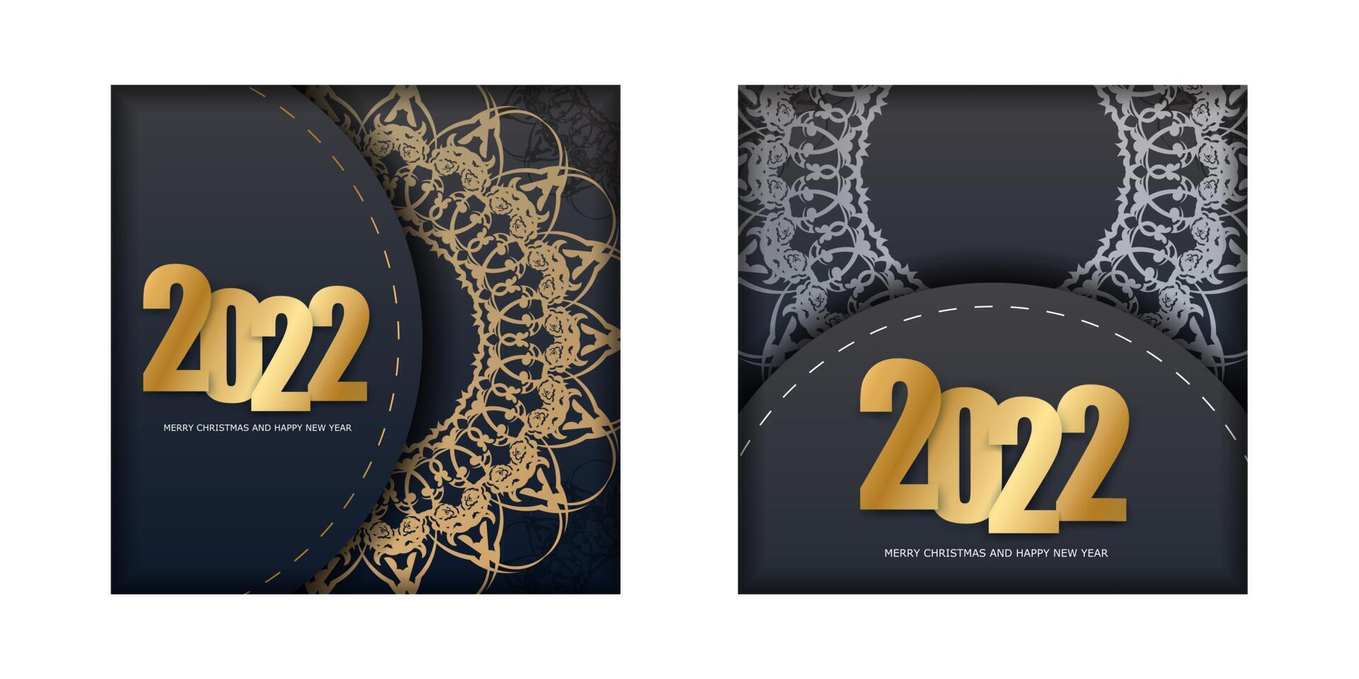Two black and gold banners with the numbers 2021 and 2022 vector